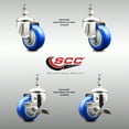 thumbnail image 2 of 3 Inch 316SS Blue Polyurethane Swivel ½ Inch Threaded Stem Caster Set 2 Brakes, 2 of 2