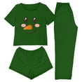 thumbnail image 2 of EchfiProm Womens Christmas Pajamas Sleepwear Green 3PC Set Fall Short Sleeve Long Pants Funny Lounge Sets for Adults, 2 of 8