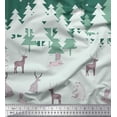thumbnail image 2 of Soimoi Moss Georgette Fabric Cedar Tree & Snowflake Panel Print Sewing Fabric Yard 42 Inch Wide, 2 of 3