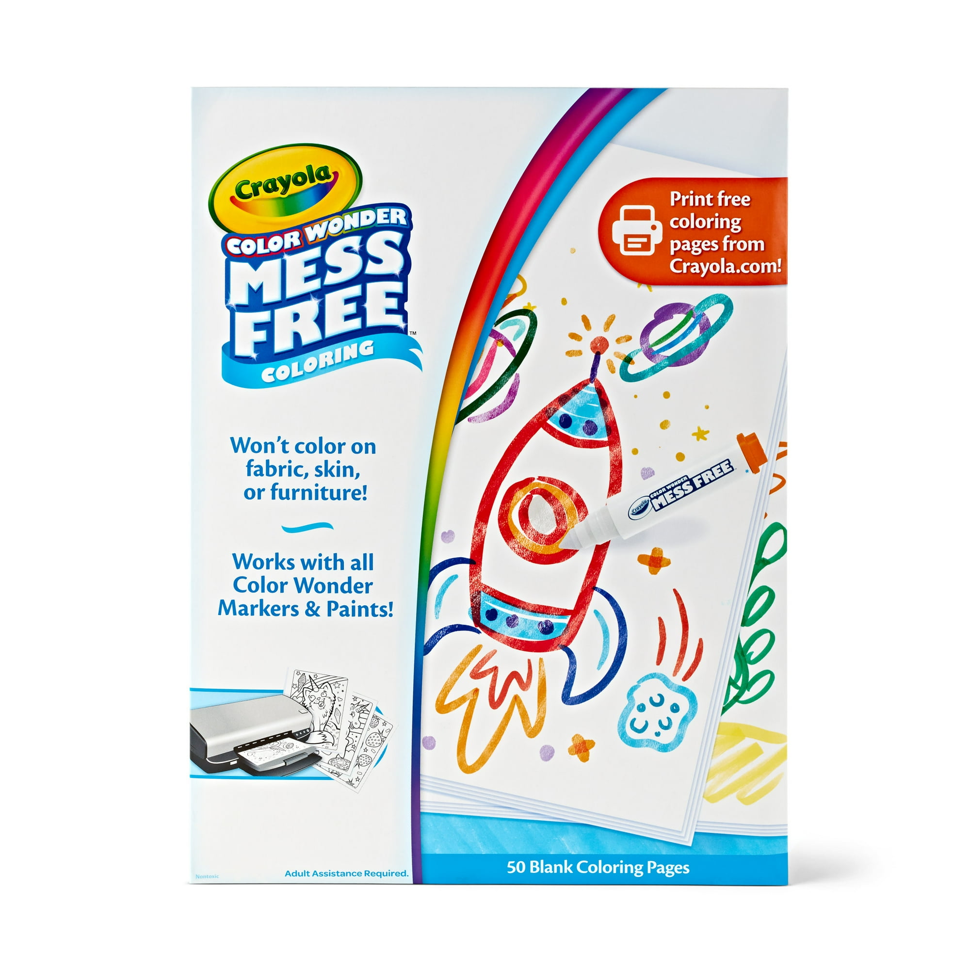 Crayola Color Wonder Mess Free Blank Coloring Pages, 50 Pgs, Toddler Coloring, Travel Activity, Creative Gifts, Ages 3+