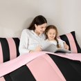 thumbnail image 4 of Manfei Geometric Stripe Twin Comforter Sets, Pink Black Minimalist Bedding Set, Pink Reversible 2-Piece, 1 Comforter and 1 Pillowcase, 4 of 6