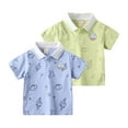 thumbnail image 3 of Hiijoy Little Boys Cotton Polo Shirt Dinosaur Prints Short Sleeve T-Shirt, Green, 3 of 3