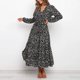 thumbnail image 2 of Vestido largo de manga larga con cordones y cuello en V con estampado informal para mujer a la moda Fridja  NMB4712, 2 of 7