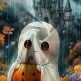 thumbnail image 5 of Fall Halloween Shower Curtain, Cute Spooky Halloween Ghost Castle in the Rain Bath Curtain, Funny Gothic Pumpkins Floral Waterproof Shower Curtain Set with Hook, 60X70in, 5 of 5