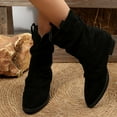 thumbnail image 3 of Ankle Boots for Women Fashion Suede Round Toe on Heel Platform Mid Calf Boots Comfortable Casual Winter Booties Flock 36 Size, 3 of 5