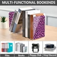 thumbnail image 4 of Wobogo Purple Leopard Print Acrylic Bookends Clear L-Shaped Book Holder with Non-Slip Pads for Books Files Magazines CD DVD 5.4×4.1×8.1in, 4 of 6