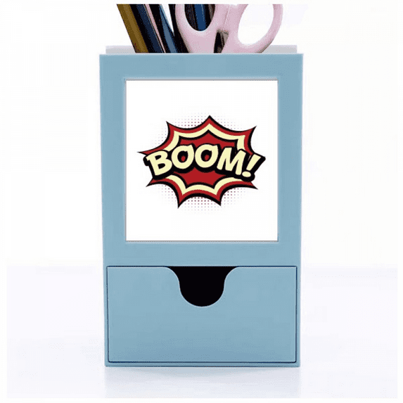 Boom Dialog Fire Art Deco Fashion Desk Supplies Organizer Pen Holder Card