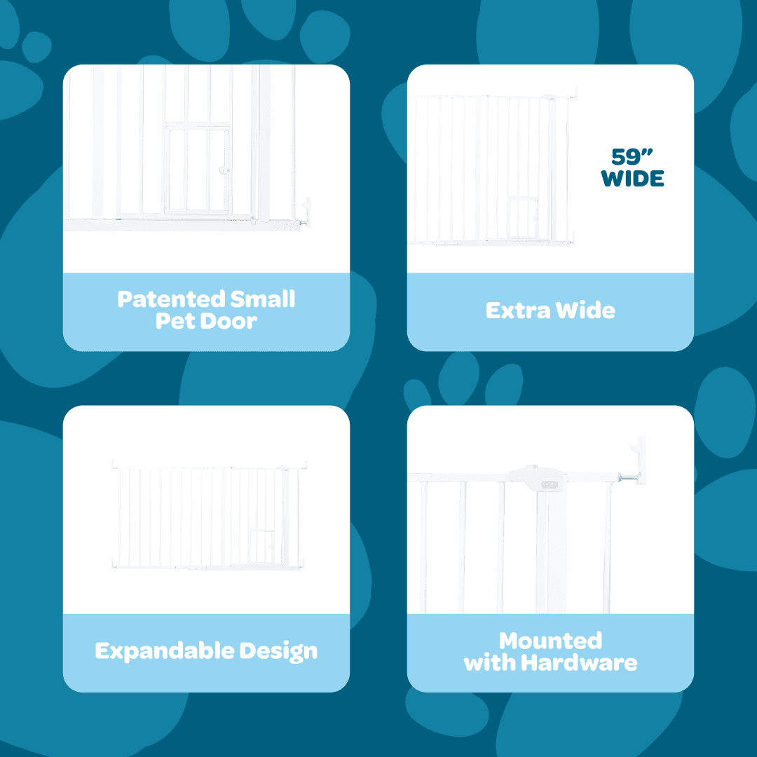 Carlson Maxi Pet Gate, White, 51"-58.5" L, 30" H