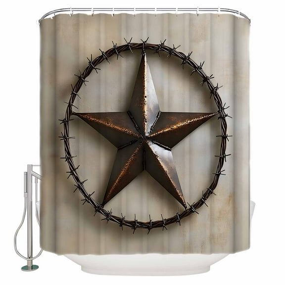 72x78 Inch Shower Curtain Rustic Star Brown Bathroom Decor Waterproof Fabric Bathtub Bath Curtains Decorative Retro Country Farmhouse Aesthetic Extra Long Shower Curtain Set with Hooks