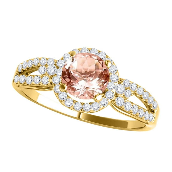 Aonejewelry 1.15 Ct. Halo Morganite and Diamond Engagement Ring In 14k Yellow Gold