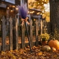 thumbnail image 5 of Halloween Witch Broom Decoration, 35.4 inch Tulle Witch Broom Prop with Pumpkin Bow Ribbon for Front Door Fireplace and Party Decor, 5 of 7