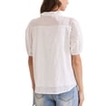 thumbnail image 3 of BLUSA DE CROCHET PARA MUJERES INSPIRADA CHIC CON CUELLO VOLANTE Y MANGAS CORTAS, DETALLES CALADOS, TOPS DE VERANO XL BLANCA, 3 of 6