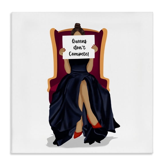 Stupell Industries Eclectic Queens Don't Compete Phrase Canvas Art, 30 x 30, by Saba Rauf
