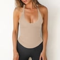thumbnail image 5 of Miluxas Women's Spaghetti Strap Ribbed Tank Top Slim Workout Racerback Vest Scoop Neck Basic Cami Shirts Beige, 5 of 6