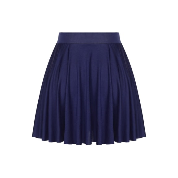 LiiYii Women's Athletic Stretchy Pleated Tennis Skirt Mini Skater Skirts for Running Golf Workout Navy Blue One Size