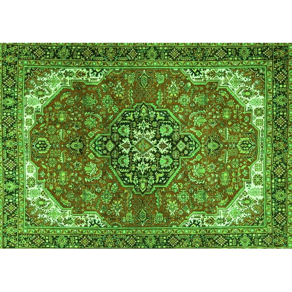 Ahgly Company Indoor Rectangle Medallion Green Traditional Area Rugs, 2' x 5'
