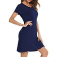 thumbnail image 5 of IROINNID Clearance Cocktail Dress for Women Wedding Guest Summer Home Thin Curling Solid Color Home Dress Cocktail Dress,Navy, 5 of 7