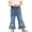 Blue01, variant on Girls Flare Leg Jeans Bell Bottom Bow Split Hem Elastic Waist Denim Pants 6 Months-5 Years