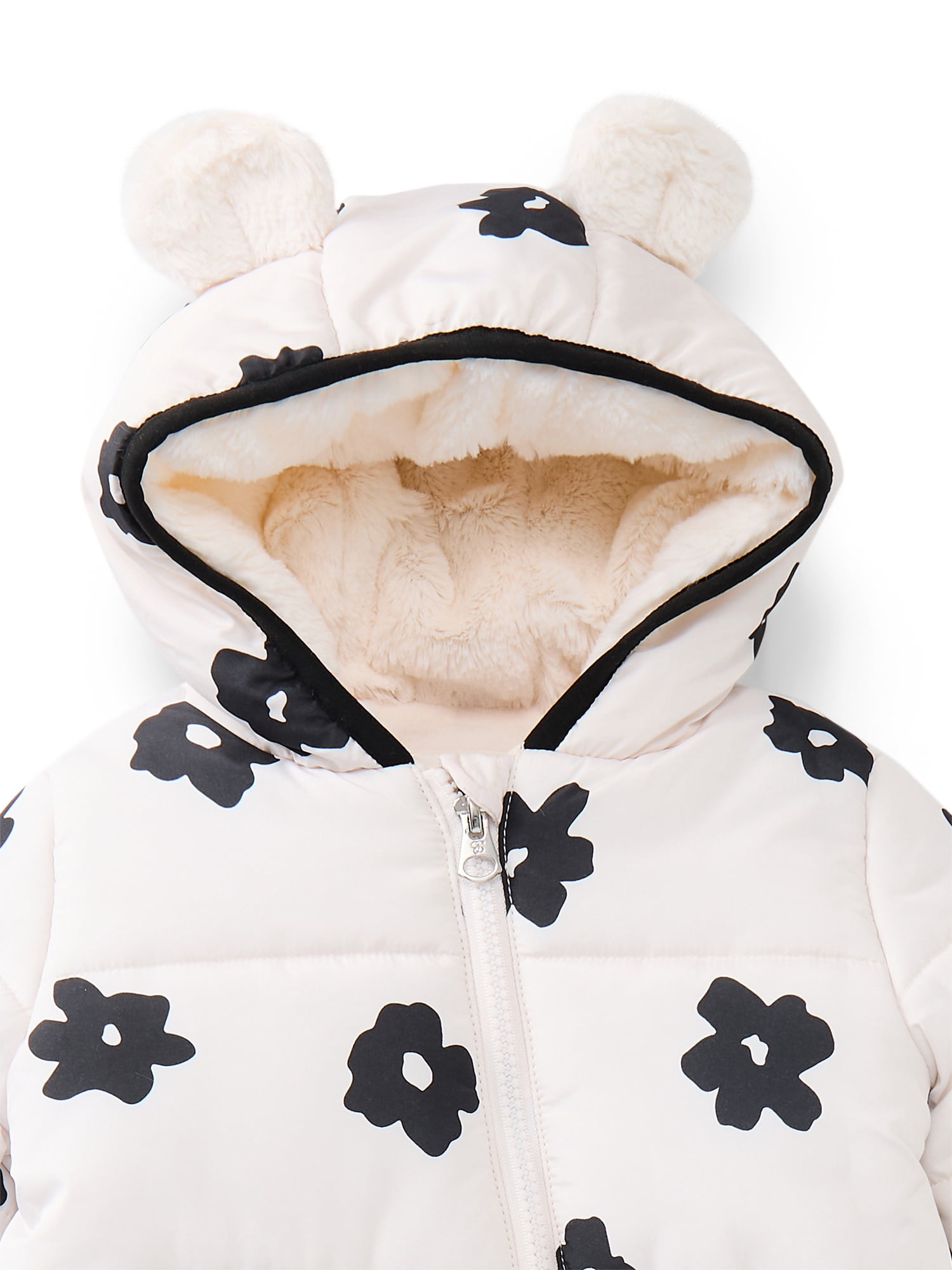 Jessica Simpson Baby Girls Floral Snowsuit with Teddy Bear Ears, Sizes 0M-12M