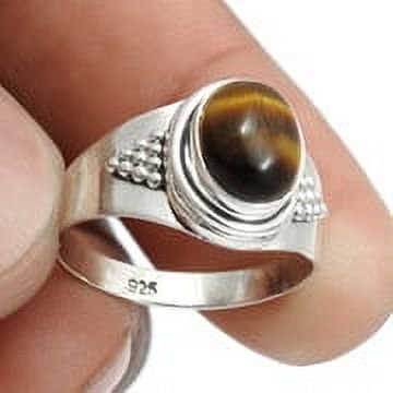 Natural Tiger Eye Cocktail Ring Women Gift Size 7 925 Sterling Silver