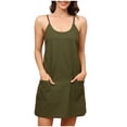thumbnail image 2 of ZyeKqe Sleeveless Nightgown for Women Spaghetti Strap Crewneck Stretch Lightweight Casual Comfy Loungewear Mini Dress with Pockets, 2 of 7