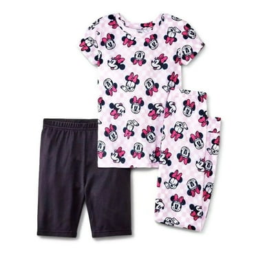 Disney Minnie Mouse Girl's Checkered Print 3-Piece Pajama Set, Size 4