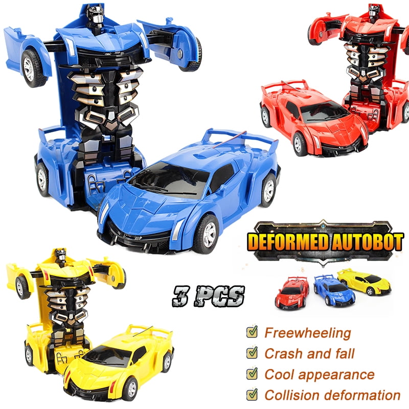 SHELLTON 3 Pack Robot Car Toy 2 in 1 Deformation Car Transforming Robot Car for Kids Boys Playing Best Christmas Birthday Gifts for 4 5 6 7 8 Year Old Girls Boys