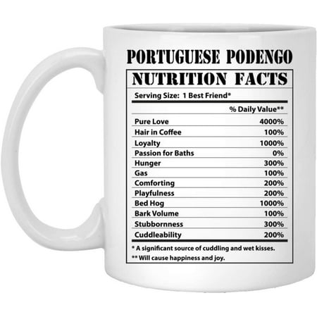 

Funny Portuguese Podengo Nutritional Facts Coffee Mug Dogs Lovers Birthday Gifts 2022 Christmas Nutrition Cup Ceramic White 11oz