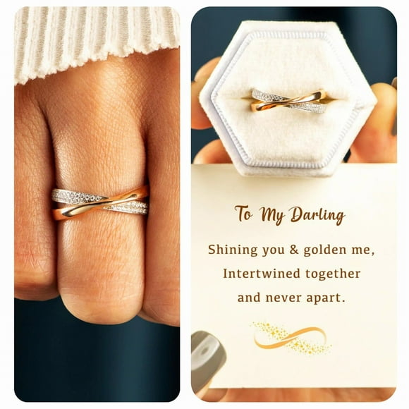 To My Darling Matching Couples Band Set His and Hers Two Tone Wedding Anniversary Romance Jewelry