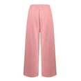 thumbnail image 4 of CLOISE Wide Leg Sweatpants Women Baggy Straight Leg Trousers Comfort Petite Mid Rise Open Bottom Trousers Pink Workout Elastic Waist Drawstring Solid Sweatpants Fashion Everyday Long Trousers, 4 of 4