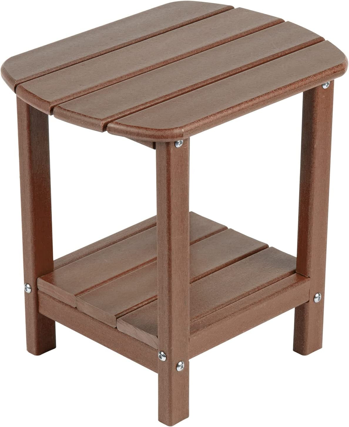 "NALONE Outdoor Wooden Adirondack Side Table, 16.5"" HDPE Plastic DoubleDeck End Table for