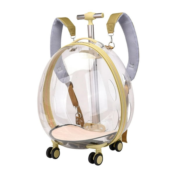 Beloving Pet Trolley Case Transparent Pet Suitcase For Small Dogs Fishing Short Trips Khaki Clear Other 36cmx35cmx48cm