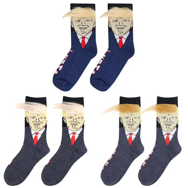 Calcetines Trump Con Pelo Falso 3D para Hombres Y Mujeres (oscuro) Azul Blanco