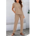 thumbnail image 7 of BTFBM Women's Two Piece Tracksuit Outfits Summer Short Sleeve Tops Long Pants Jogger Lounge Matching Sets Sweatsuit, 7 of 7