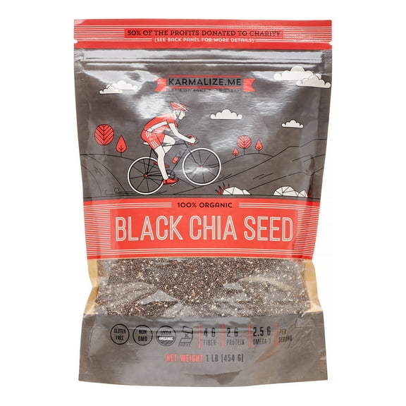 Karmalize.Me Organic Black Chia Seed, 16 Oz