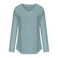 thumbnail image 4 of AXXD Green Basic T-Shirts for Women Summer 2024 Trendy Casual Solid Color Long Sleeved V-neck Pullover Long Sleeved V-neck Top Long Sleeved V-neck Top/Shirt, 4 of 6