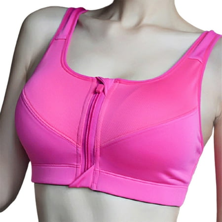 

Fusipu Front Zipper U Neck Shockproof Wireless Sport Bra Crop Top Bottoming for Workout