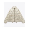 thumbnail image 4 of Pocket With Drawstring Warm Cotton Coat Vintage Long Sleeve Zipper Female Outerwear Tops - Ivory / S, 4 of 9