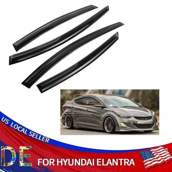 Fits For 2011-2016 Hyundai Elantra Side Window Vent Visor Rain Guards Deflector*