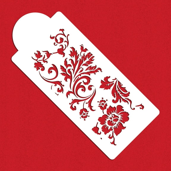 Designer Stencils C345 Chic Rose Border Cake Stencil, Beige/semi-transparent