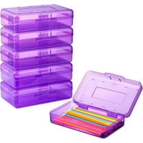 Uiz Merueh Plastic Pencil Case Box Craft Hobby Art Supply Storage Organizer Container with Latching Lid, 2-Pack, for Bead Pens Ribbons Tape Sticker Yarn Ornaments, Stackable