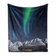 thumbnail image 1 of Sky Soft Flannel Fleece Throw Blanket, Aurora Borealis Aurora over Fjords Mountain at Night Norway Solar Image Artwork, Cozy Plush for Indoor and Outdoor Use, 50" x 70", Green Dark Blue, by Ambesonne, 1 of 6