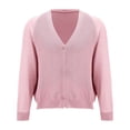 thumbnail image 4 of BODOAO Women's Button Down V Neck Long Sleeve Soft Knit Cardigan Sweater Women's Ice Linen Loose Thin V Neck Long Sleeve Cardigan Pink M, 4 of 9