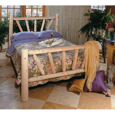 89" Handcrafted Cedar Log Style Wooden Sunrise Queen Bed Frame