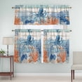 thumbnail image 5 of Ocean Octopus Curtain Valances Set Summer Orange Blue Sea Animal Corals Rustic Linen Kitchen Curtains 24&nbsp;inch Length Rod Pocket Valance and Tiers 3 Piece Set Small Bedroom Bathroom Laundry Decor, 5 of 9