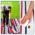 thumbnail image 6 of Hasoo 10' x 14' Red/Navy Outdoor Rug for Patio Decor Waterproof Plastic Straw Modern Geometric Striped Carpet PP Tube Woven Portable Camping Mat for Picnic Balcony, 6 of 7