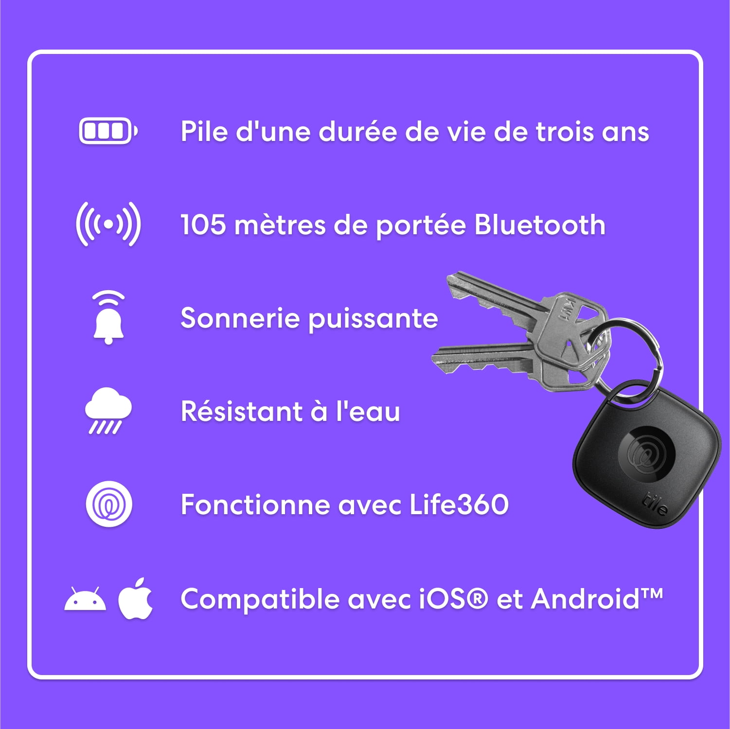 Life360 Tile Starter Pack (2024) Bluetooth Tracker, both iOS and Android Compatible. Black Mate, Black Slim