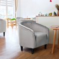 thumbnail image 2 of Easyfashion Upholstered Barrel Arm Accent Tub Chair, Gray Velvet, 2 of 9