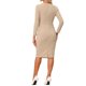 thumbnail image 3 of Vestido ajustado de peplum para mujer INSPIRE CHIC, cuello redondo, de manga larga, cintura alta, midi, vestido de trabajo, talla L, color caqui, 3 of 6