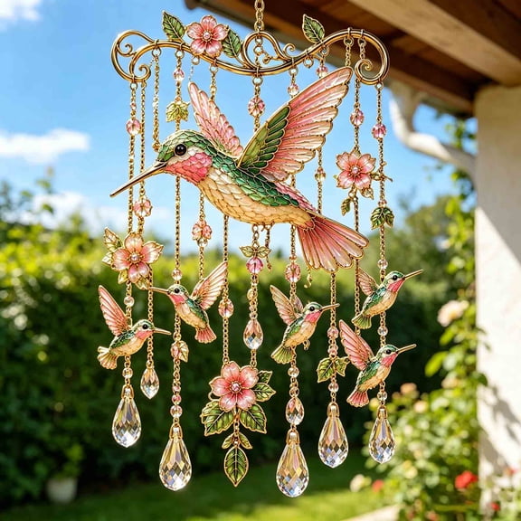 Dpityserensio Wind Chimes Outdoor Bird Windchime with Crystal Suncatcher Suncatchers for Window Garden Decor Sympathy Memorial Gifts